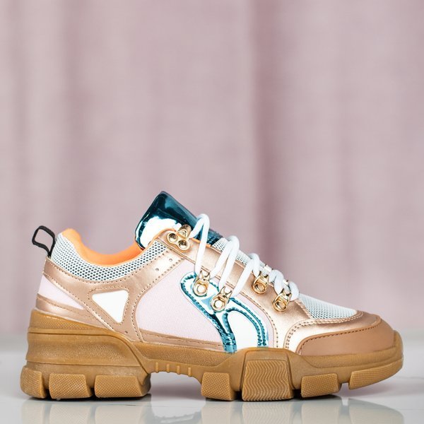 Pink Chunky Sneaker für Damen mit bunten Olyssotia-Einsätzen - Schuhe