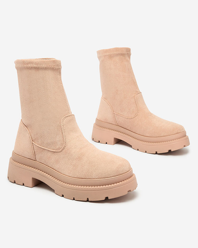 Royalfashion Damenstiefel aus Öko-Wildleder in Beige Classy Girl