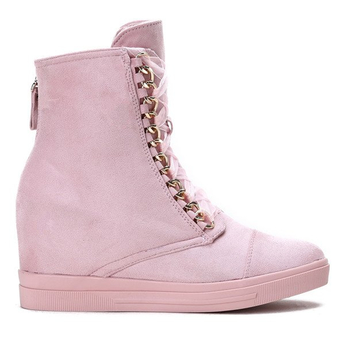 Różowe sneakersy na koturnie Tirana- Obuwie