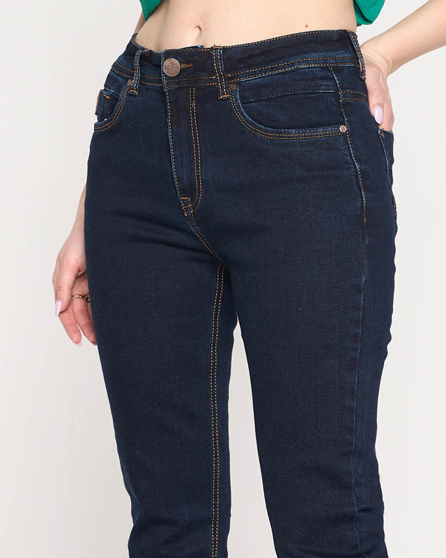 Marineblaue, gerade Damenjeans in PLUS SIZE - Kleidung