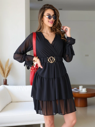 Royalfashion Damen-Minikleid mit Rüschen und Wickelausschnitt