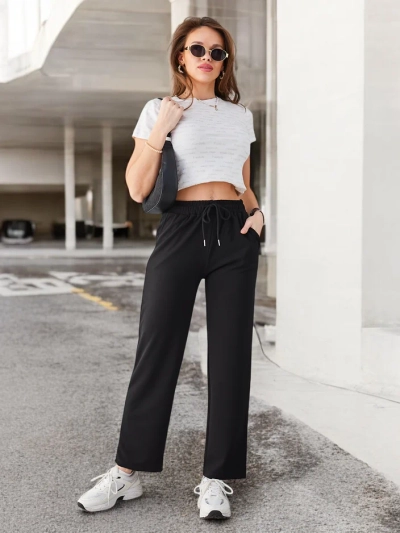 Royalfashion Einfache Damenhose mit Bindeband