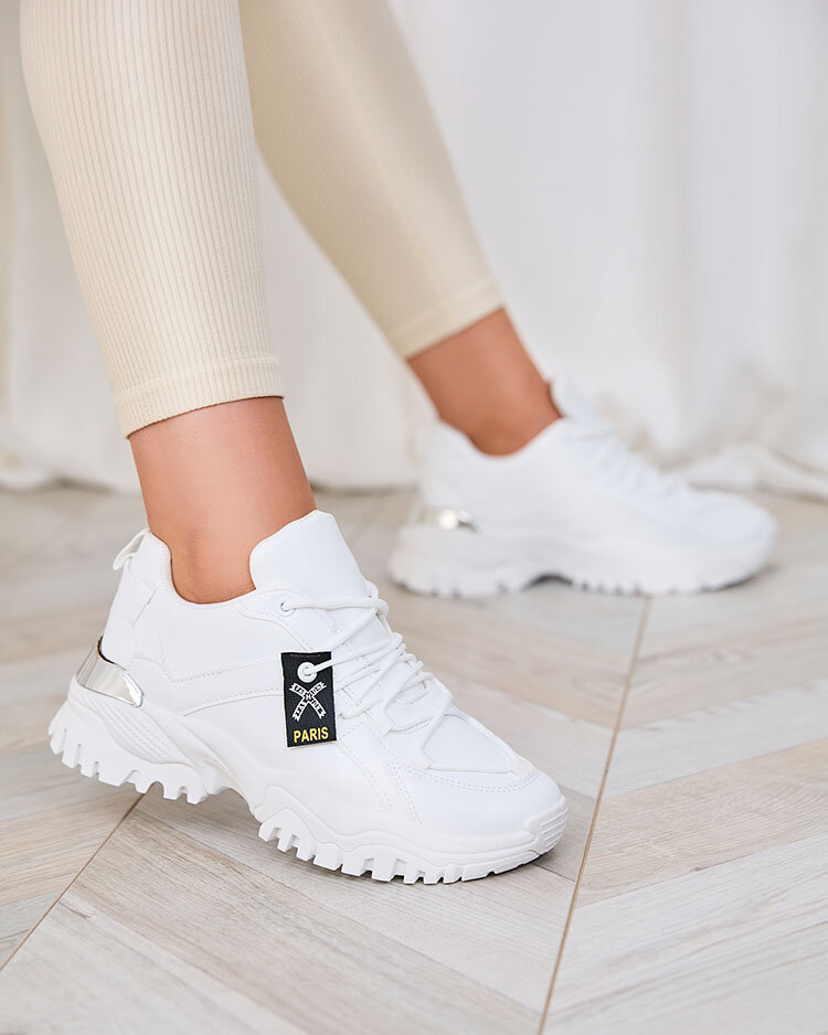 Royalfashion Weiße Damen Sportschuhe auf fester Sohle Lejlika