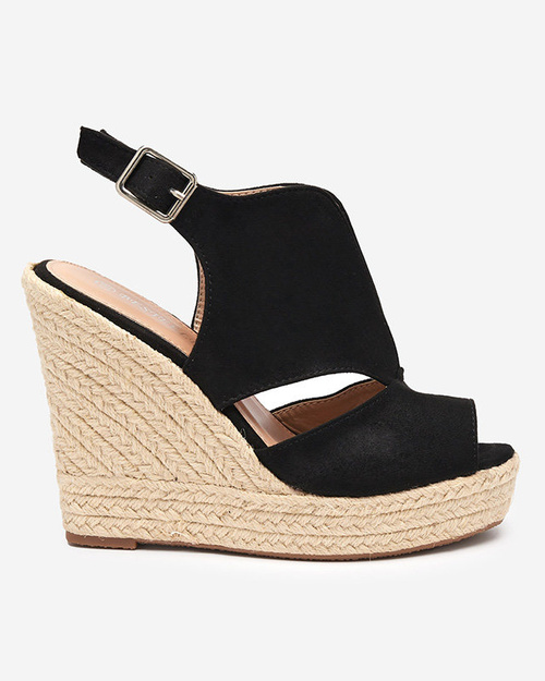 Keilsandalen aus schwarzem Öko-Wildleder für Damen Devof - Footwear