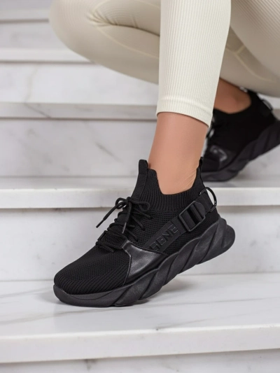 Esmeralda Schwarze Sneakers mit flachem Absatz