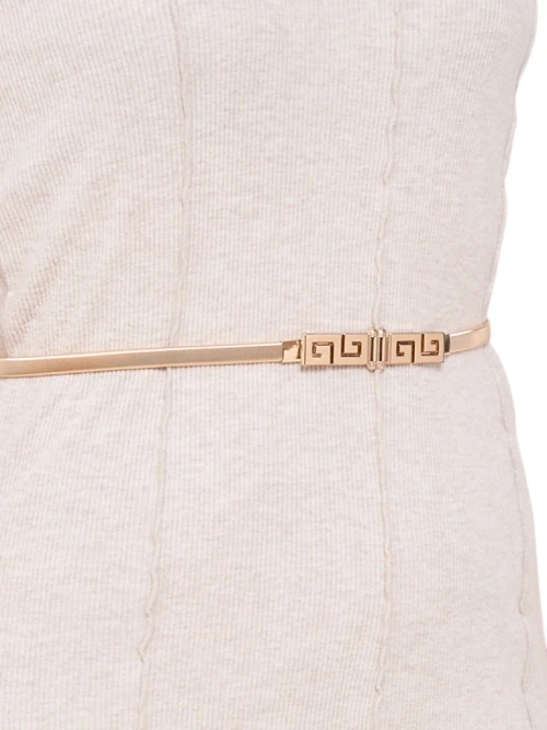 Золотий металевий жіночий пасок Minerva Elegante з грецьким мотивом, 64-100 см