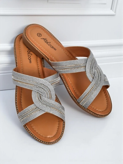 Royalfashion Damen Pantoletten Geflochten Woven Breeze