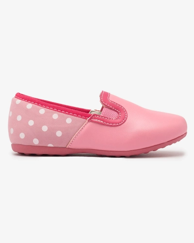 Rosa Halbschuhe für Mädchen aus Ökoleder mit Erbsenprint Rellme- Footwear