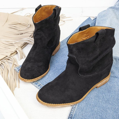 Schwarze Stiefel a'la Cowgirls auf einem gedeckten Anker Daressco - Footwear