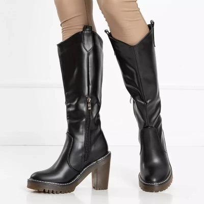 OUTLET Warme Damenstiefel in Schwarz Ziva - Schuhe
