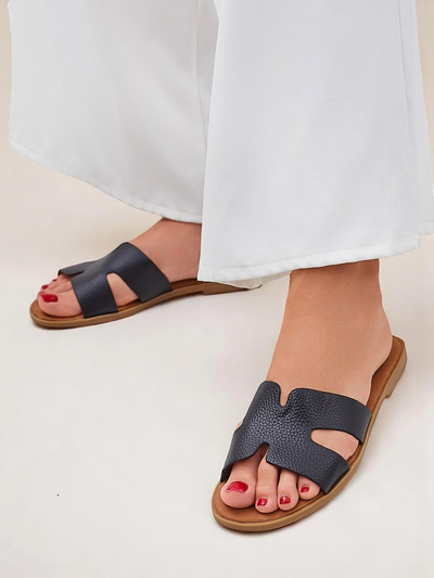 Royalfashion Damen-Pantoletten mit flacher Sohle, lässiger Stil