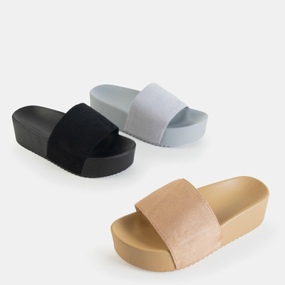 Graue Damensandalen auf hohem Plateau Patti - Footwear