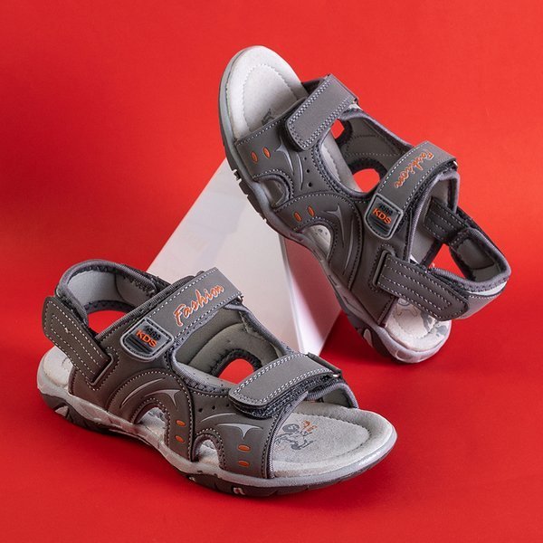Graue Kindersandalen mit Klettverschluss - Schuhe