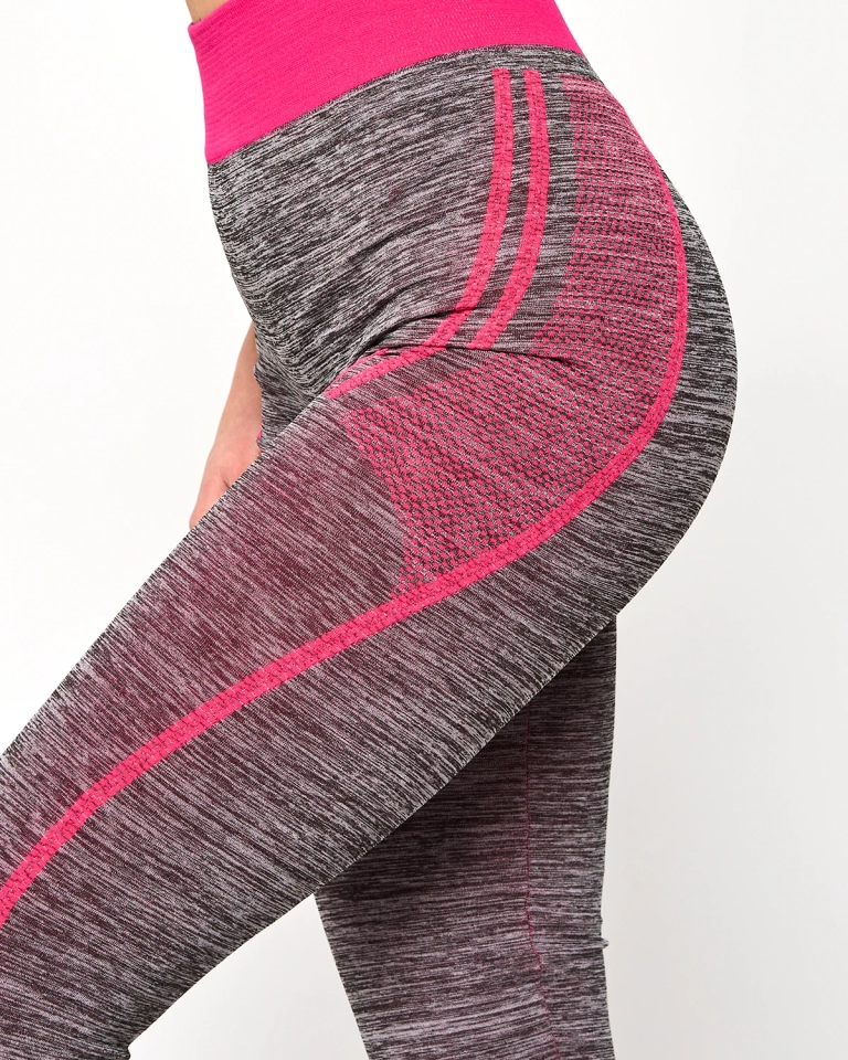 Graues Damen-Sport-Set mit fuchsiafarbenen Einsätzen - Kleidung