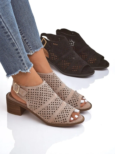 Royalfashion Damen Sandaletten mit niedrigem Blockabsatz durchbrochen Elira