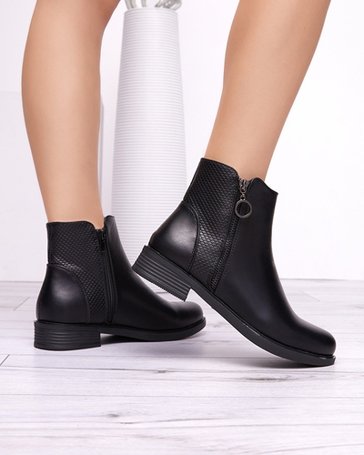 Schwarze Damenstiefel a'al Chelsea Boots mit Prägung Lodik - Schuhe