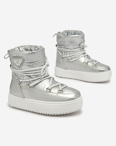 Royalfashion Kinder Schlupfschuhe a'la Schneestiefel in silber Asifa