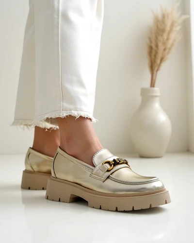 Royalfashion Damenmokassins vergoldet Goldlove