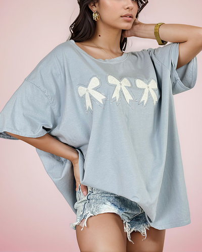 Royalfashion Damen-T-Shirt mit Schleifenaufnäher