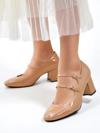 Royalfashion Lackleder Damen High Heels mit Riemen Ovinna