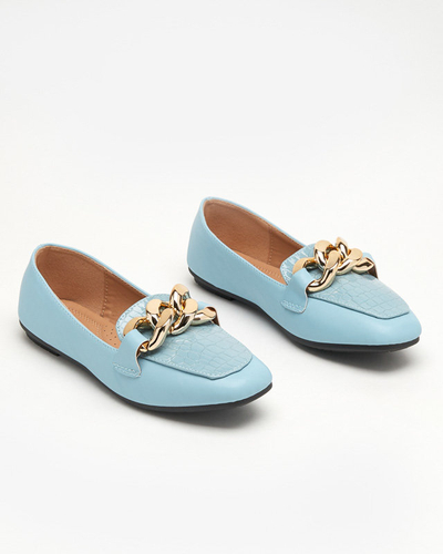 Blaue Damen-Slipper aus Kunstleder mit Kette Flamii - Footwear