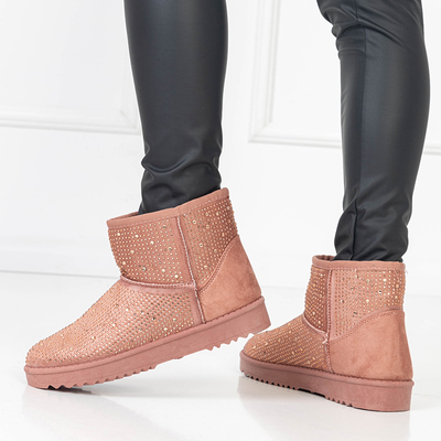 Dunkelrosa Damen-Schneestiefel mit Zirkonia Rudis - Schuhe