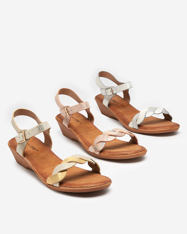 Goldene Damensandalen mit holografischen Einsätzen Neluna - Schuhe