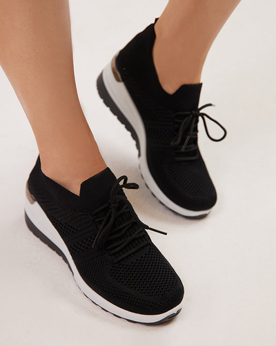 OUTLET Schwarze Sportschuhe für Damen auf Keilabsatz Nermo-Schuhe