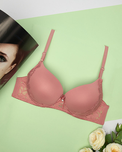 Glatter Damen-Spitzen-BH in Dunkelrosa - Dessous