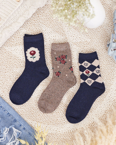 Royalfashion Damen-Print-Socken 3er-Pack