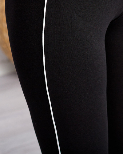 Schwarze Sport-Leggings aus Baumwolle für Damen - Kleidung