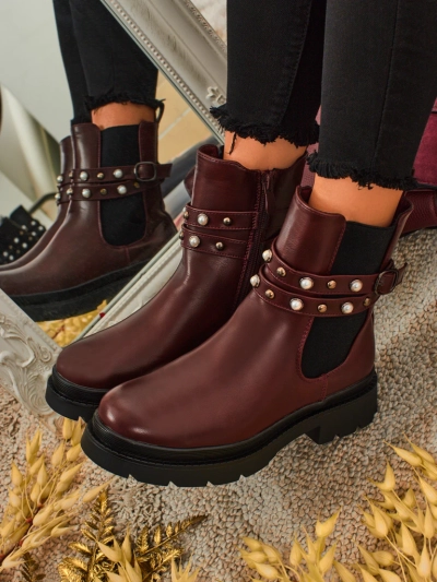 Höhere Damenstiefeletten aus Öko-Leder Pearl Mist