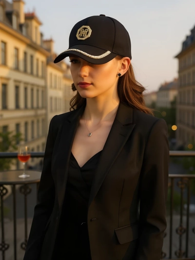 Royalfashion Cap mit Strasssteinen Glam Vibe