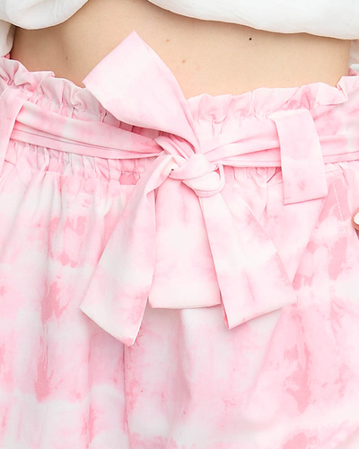 Rosa Damenstoff-Shorts mit Aufdruck - Kleidung