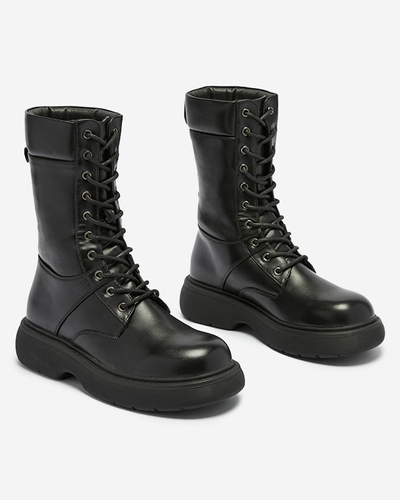 Schwarz Hohe Damen-Schnürstiefel Ferisis - Schuhe