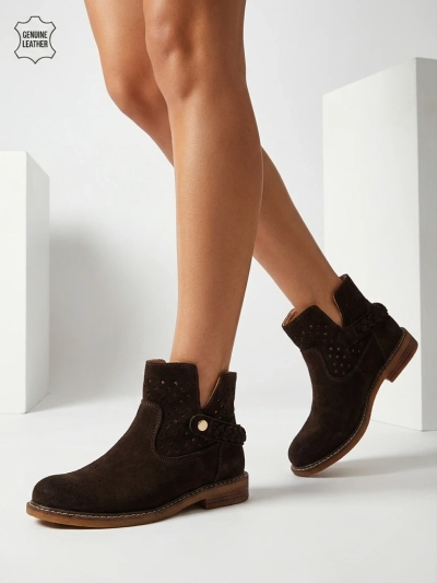 Ażurowe Damen-Stiefeletten aus Naturleder Unimi