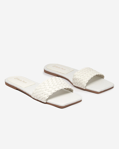 Weiße Damenhausschuhe mit geflochtenem Riemen Netyka - Schuhe