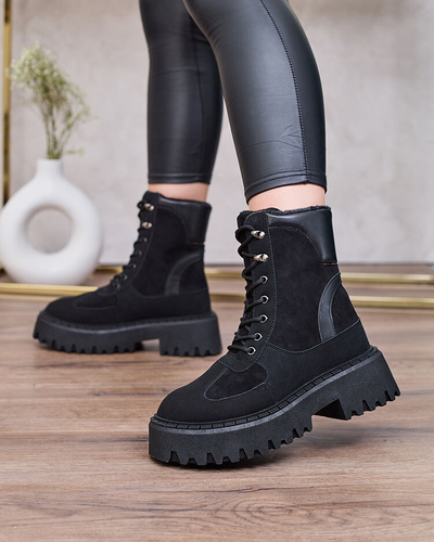 Royalfashion Schwarzer Damen-Schnürstiefel Macnev