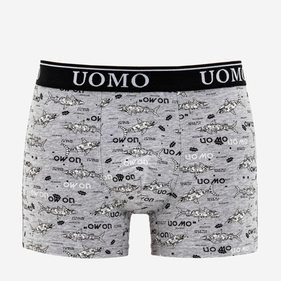 Чоловічі сірі шорти-боксери з принтом- Нижня білизна