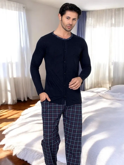 Royalfashion Herren Baumwoll-Karopajamas