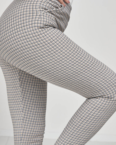 Gelb-schwarz karierte Damen-Teggings- Bekleidung