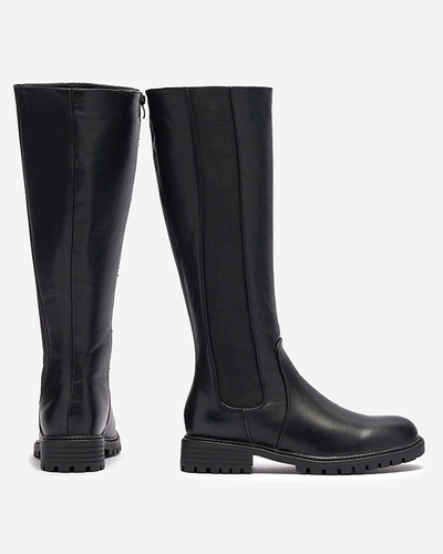 Kniehohe Damenstiefel mit flachem Absatz in schwarz Dexis - Footwear