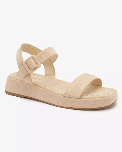 Beige Damensandalen mit Strass Franssia - Schuhe