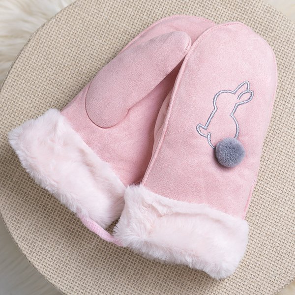 Rosa Kinderhandschuhe an einer Schnur und Handschuhe - Handschuhe