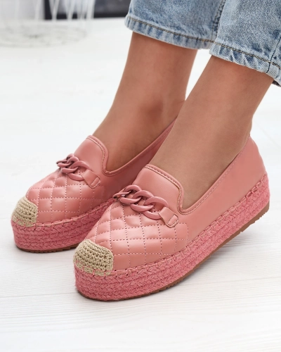 Damen verschönerte Plateau-Espadrilles in rosa Keliga - Schuhe
