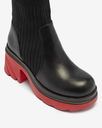 Schwarzer Damenstiefel mit roter Sohle Nerisw - Footwear