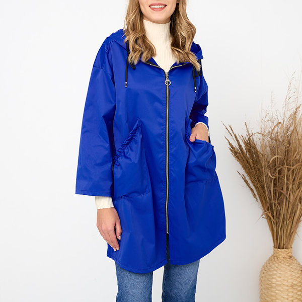 Marineblaue Damenjacke mit Kapuzenmantel - Kleidung