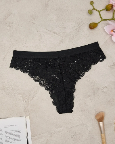 Royalfashion Schwarzer Spitzen-BH-Slip