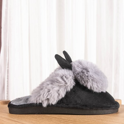 Schwarze Hausschuhe mit grauen Dixie-Verzierungen - Schuhe 1