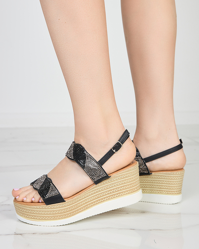 Schwarze Damensandalen mit Zirkonia Acroq - Schuhe